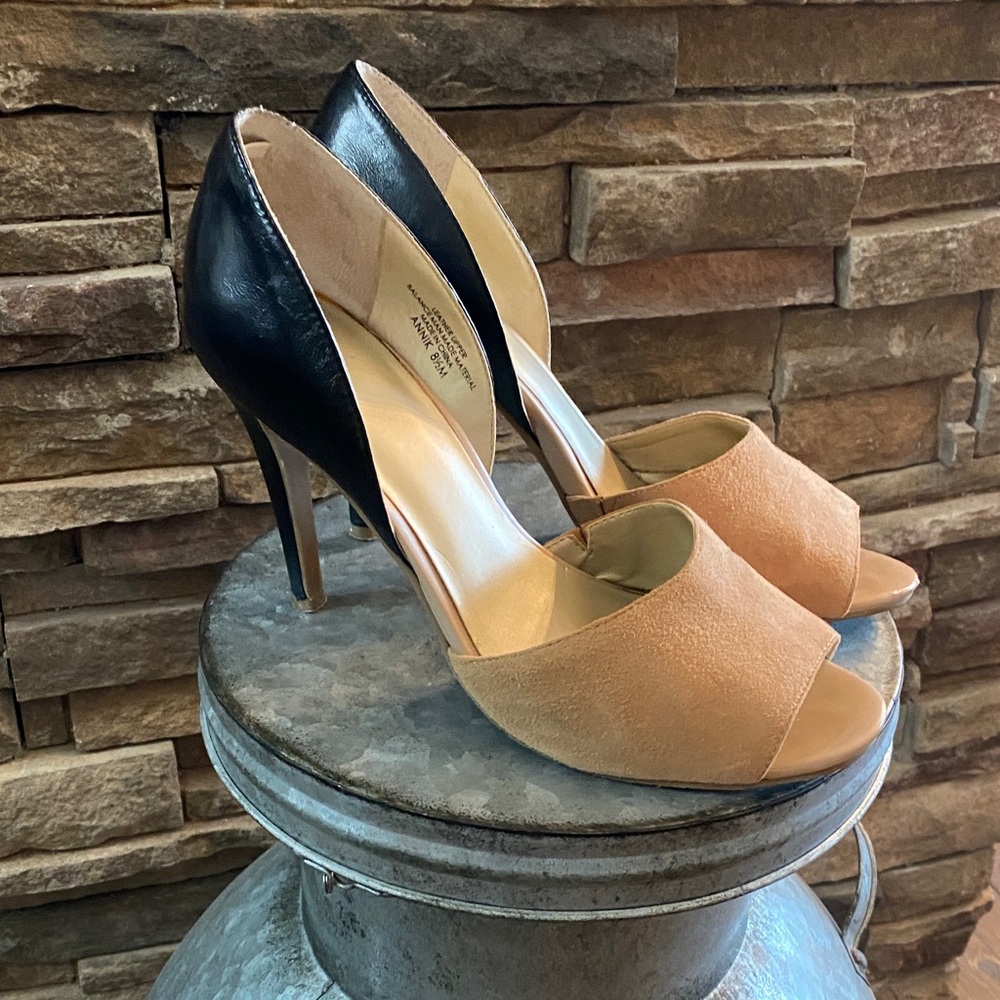 Tan and Black Women's Heels